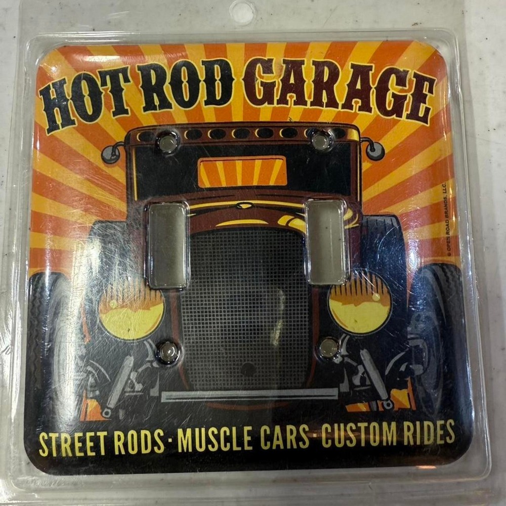 Hot Rod Garage Metal Double Light Switch Plate Cover 🏁
